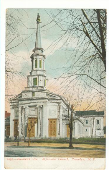 Postcard view of South Bushwick Dutch Reformed Church.